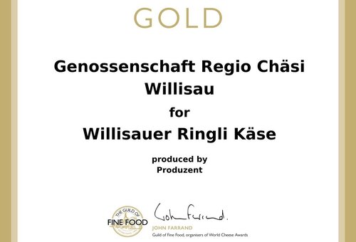 Auszeichnung Willisauer Ringlichäs, Kategorie Gold, World Cheese Awards 2024
