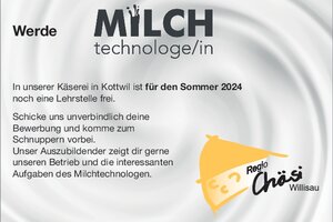 Stelleninserat Milchtechnologe/in EFZ für Sommer 2024